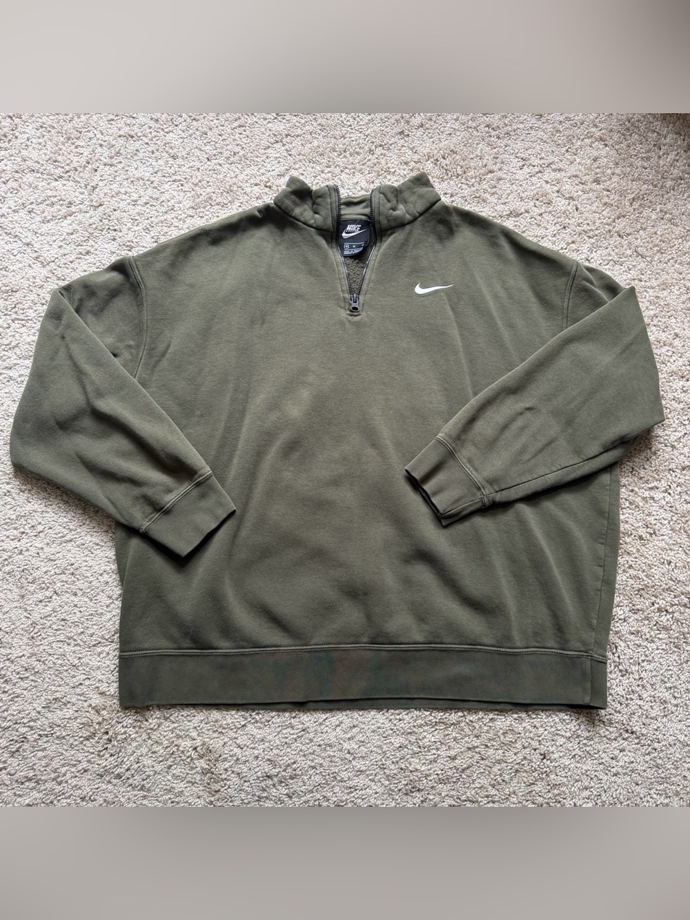 Nike Solo Swoosh Fleece 1/4 Zip Pullover - Olive Green